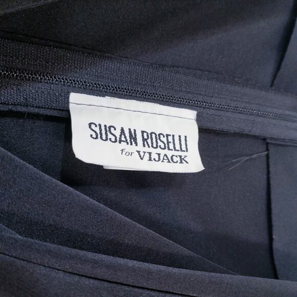 Vintage Susan Roselli for Vijack Black Satin Rhinestones Party Cocktail Dress - Picture 5 of 15